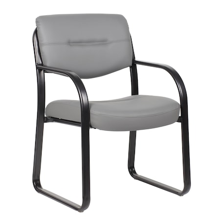 Boss Office Products Guest Chair, Black Steel Frame, Gray Vinyl B9529-GY